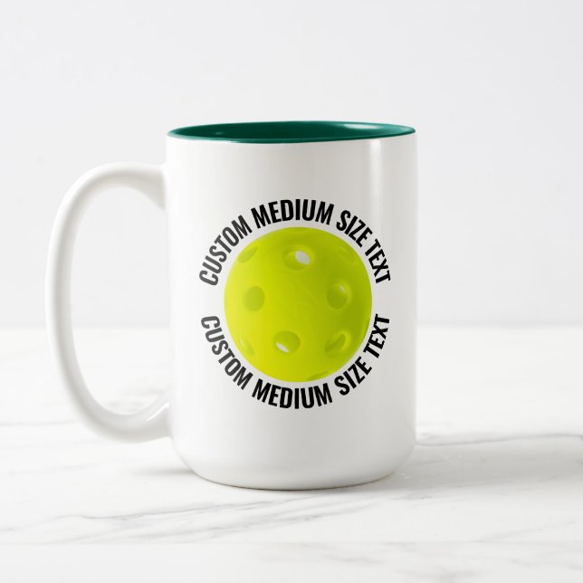Pickleball & Medium Text HUNTER GREEN 15oz Custom Two-Tone Coffee Mug (Left)