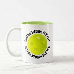 Pickleball & Medium Text LIME GREEN 11oz Custom Two-Tone Coffee Mug
