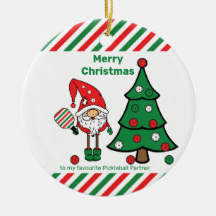 Pickleball Merry Christmas  Ceramic Tree Decoration