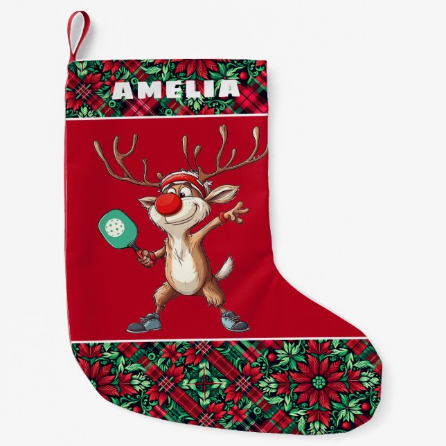  Pickleball🎄 Merry Christmas, custom text Small Christmas Stocking (Front)