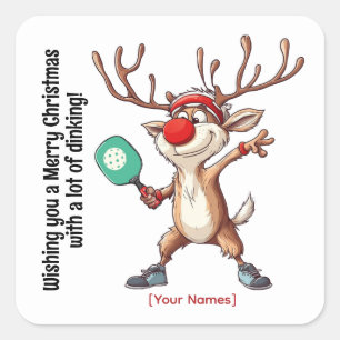 Pickleball🎄 Merry Christmas, custom text Square Sticker