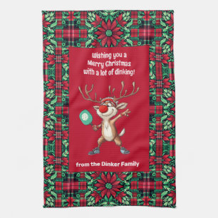 Pickleball🎄 Merry Christmas, custom text Tea Towel