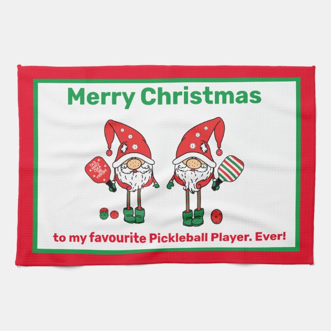 Pickleball Merry Christmas horizontal Kitchen Towe Tea Towel (Horizontal)