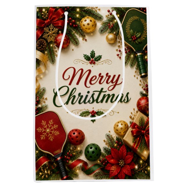 Pickleball Merry Christmas  Medium Gift Bag (Front)