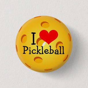 Pickleball Mini Button: I Love Pickleball 3 Cm Round Badge