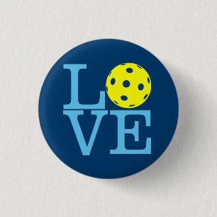 Pickleball Mini Button: LOVE (Blue) 3 Cm Round Badge