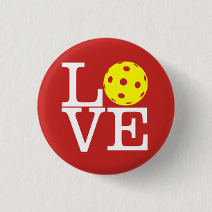 Pickleball Mini Button: LOVE (Red) 3 Cm Round Badge