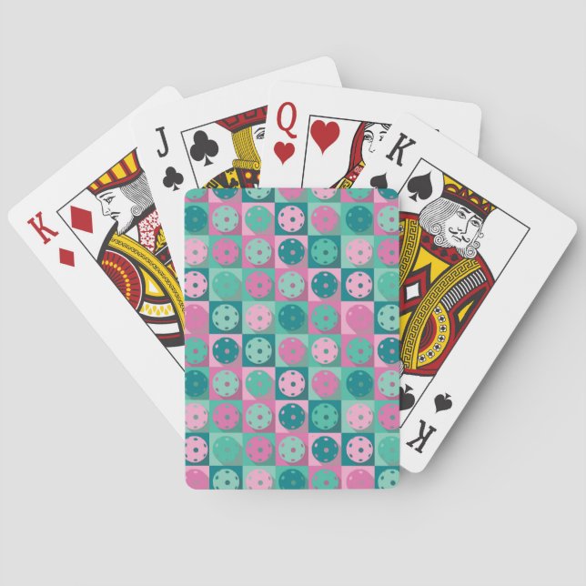 Pickleball (minty green and pink) playing cards (Back)
