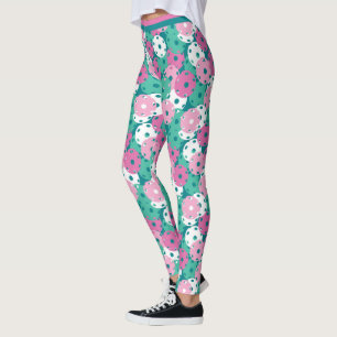 Pickleball - minty / pink mix of small pickleballs leggings