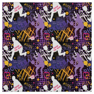 Pickleball mix - purple, pink, yellow on black fabric