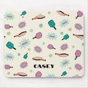 Pickleball Monogram Add Your Name Fun Colourful Mouse Pad