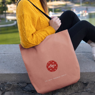 Pickleball Monogram Muted Blush Tote Bag