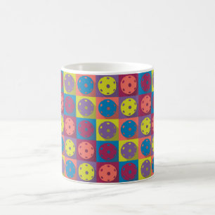 Pickleball: more pickleballs on squares coffee mug