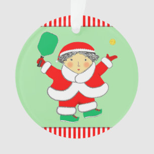 Pickleball Mrs. Claus Collectable Ornament