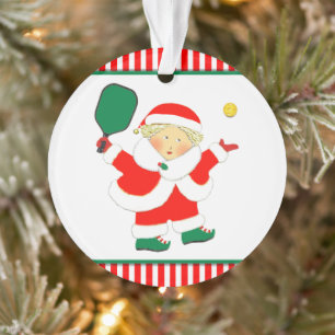 Pickleball Mrs. Claus Collectable Ornament