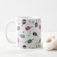 Pickleball Mug with Striped Paddles and Dink!