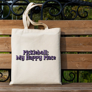 Pickleball: My Happy Place Retro Text Tote Bag