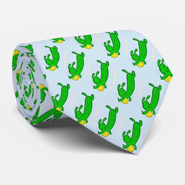 Pickleball Necktie: Pickle Dog Tie (Rolled)