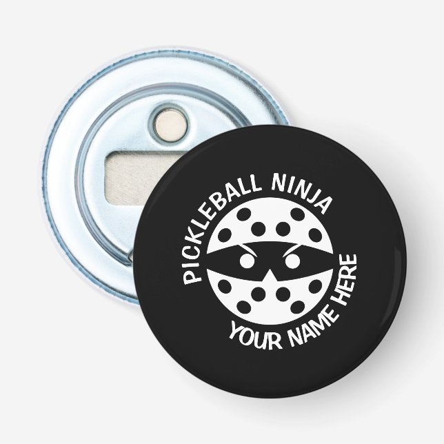 Pickleball ninja, cute graphic bottle opener (Front)