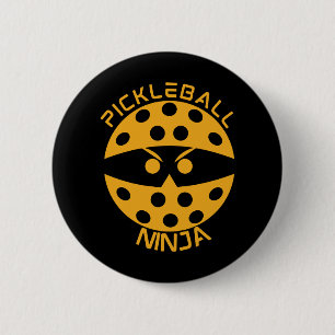 Pickleball ninja-orange 6 cm round badge
