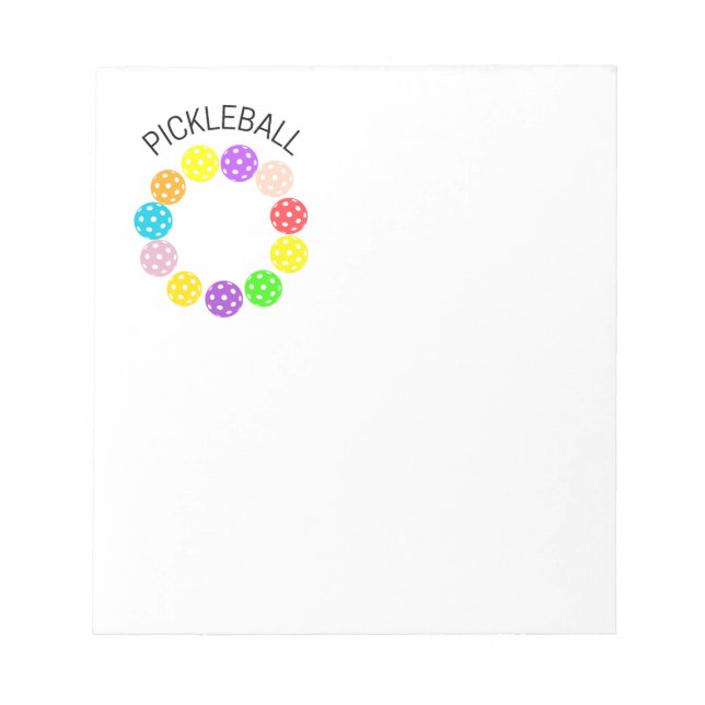 Pickleball Notepad for Memos, Notes, To Do Lists (Front)