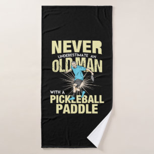 Pickleball - Old Man With A Pickleball Paddle Bath Towel