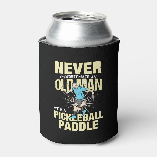 Pickleball - Old Man With A Pickleball Paddle Can Cooler (Can Front)