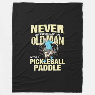 Pickleball - Old Man With A Pickleball Paddle Fleece Blanket