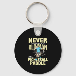 Pickleball - Old Man With A Pickleball Paddle Key Ring