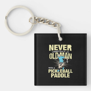 Pickleball - Old Man With A Pickleball Paddle Key Ring