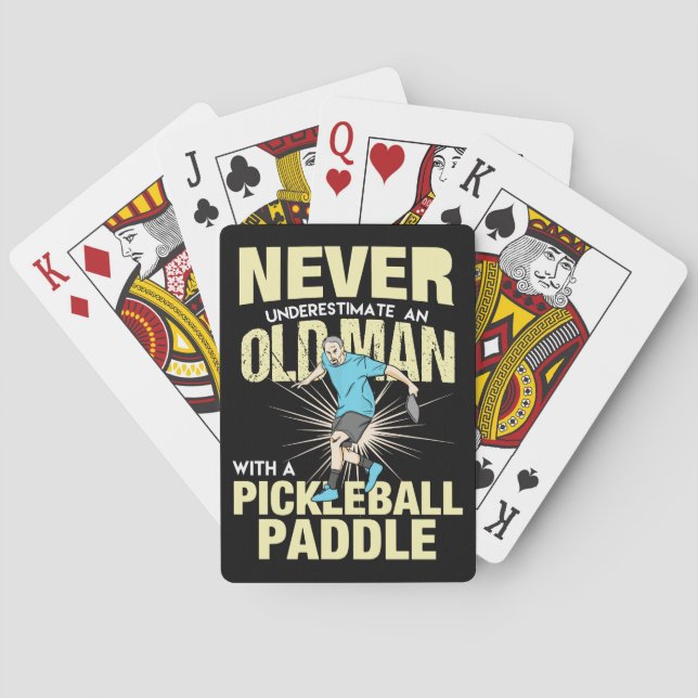 Pickleball - Old Man With A Pickleball Paddle Playing Cards (Back)