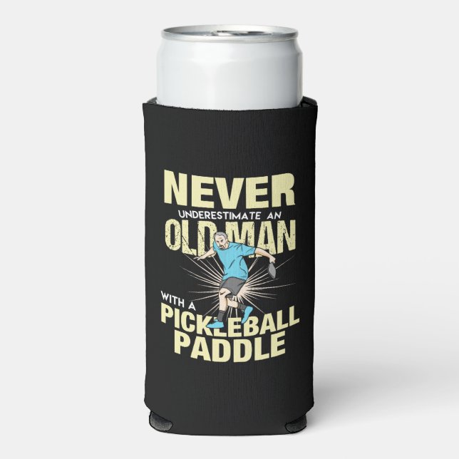 Pickleball - Old Man With A Pickleball Paddle Seltzer Can Cooler (Seltzer Front)
