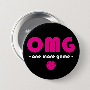 Pickleball One More Game black / pink 7.5 Cm Round Badge