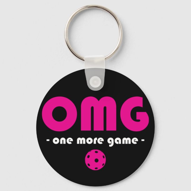 Pickleball One More Game black / pink Key Ring (Front)