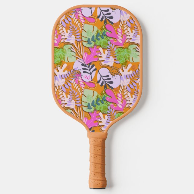 Pickleball Paddle : Abstract Leaves (orange/yelow) (Front)