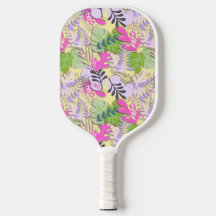 Pickleball Paddle : Abstract Leaves (yellow/blue)