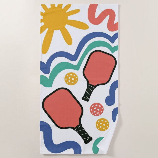 Pickleball Paddle And Ball Beach Towel Gift (Front)