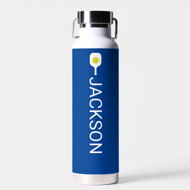 Pickleball Paddle, Ball Personalised Name Text  Water Bottle (Front)