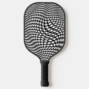 Pickleball Paddle Black White Op Art Zigzag