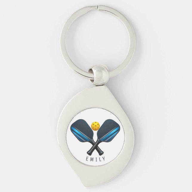 Pickleball Paddle Custom Name Pickleball Player  Key Ring (Front)