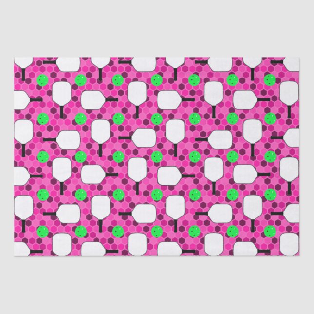 Pickleball Paddle - Magenta Honeycomb Hexagons Tissue Paper (Front)
