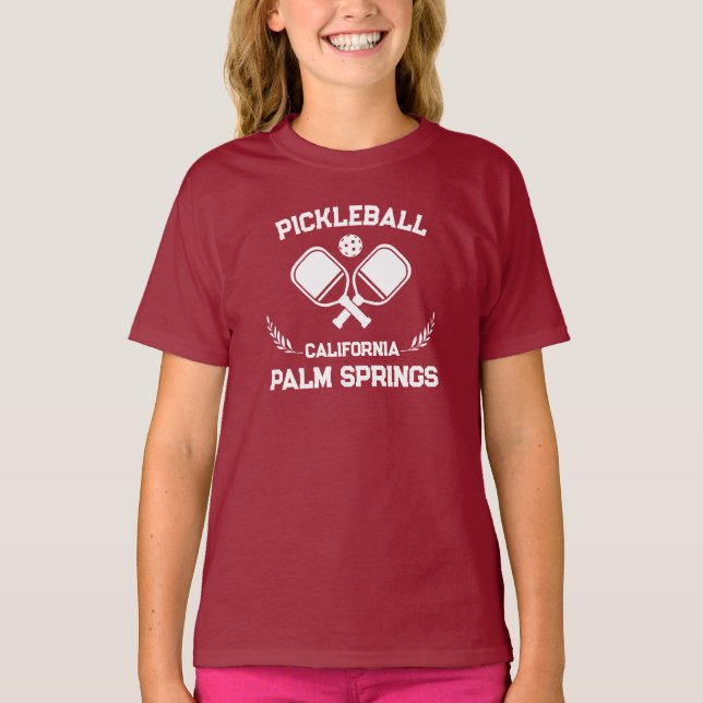Pickleball Paddle Palm Springs California Custom  T-Shirt (Front)