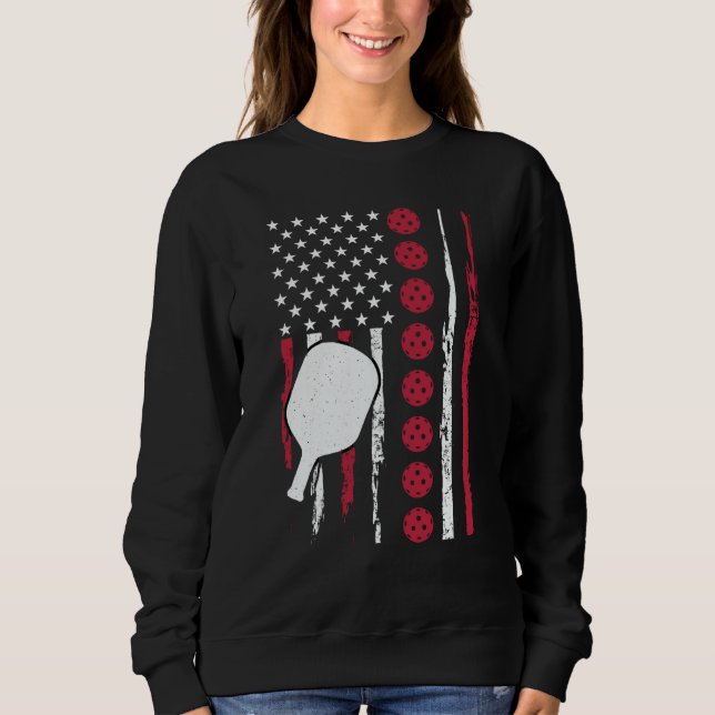 Pickleball Paddle Patriotic US Flag 4Th Of July  1 Sweatshirt (Front)