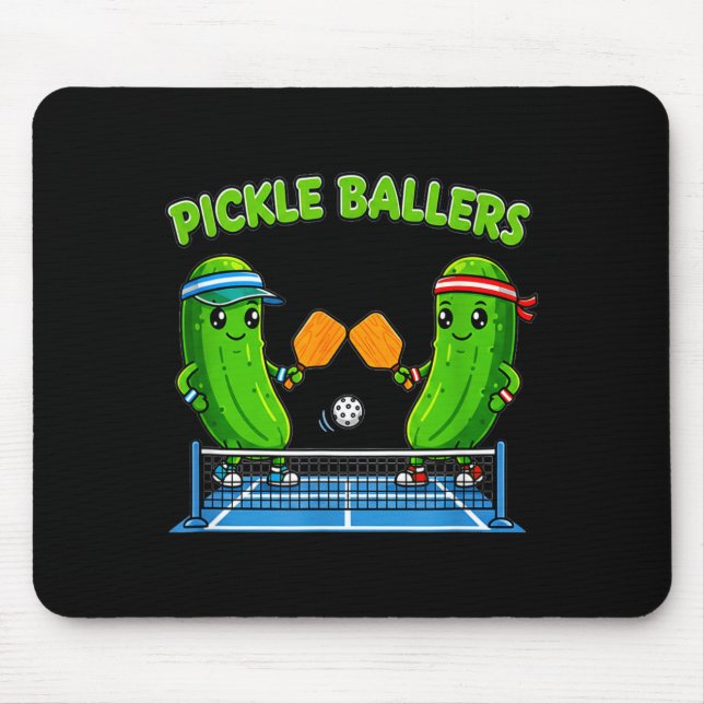 Pickleball paddle player funny pickle ballers fun mouse pad (Front)