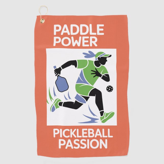 Pickleball Paddle Power Vacation Style Golf Towel (Front)