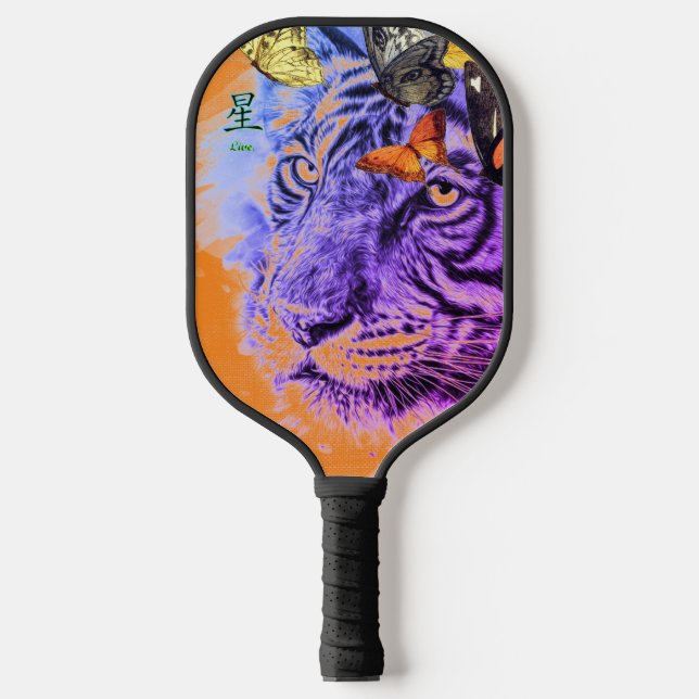 PICKLEBALL PADDLE TIGER AND BUTTERFLIES (Front)