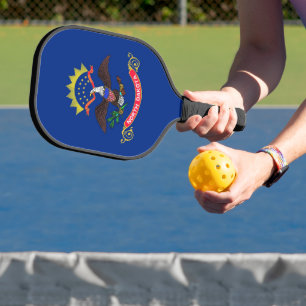 Pickleball Paddle with flag of North Dakota, USA