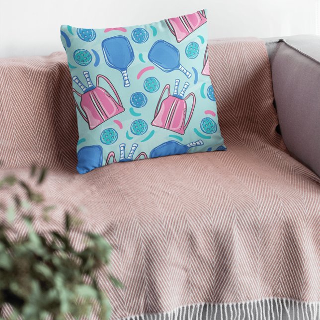 Pickleball Paddles and Balls Blue  Cushion (Creator Uploaded)