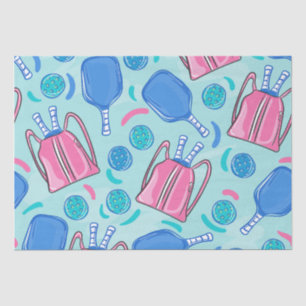 Pickleball Paddles and Balls Blue Tissue Paper