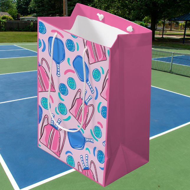 Pickleball Paddles and Balls Pink Preppy Medium Gift Bag (Creator Uploaded)